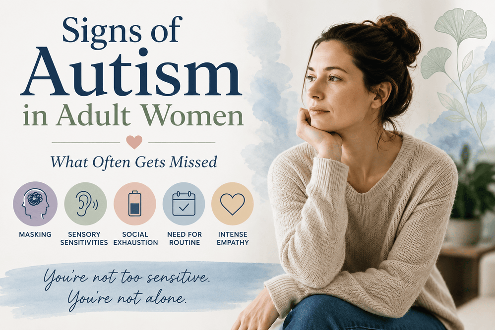 Signs of autism in adult women including masking, sensory sensitivity, and social exhaustion